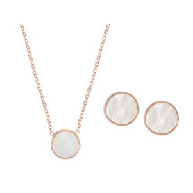 Happiness Boutique Parure de bijoux 2 pièces en or rose pour femme | Petites boucles d'oreilles à tige et collier délicat