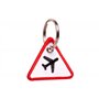 Wingdesign | Porte-clés | Attention avion (aspect panneau de signalisation) | Silhouette d'avion brodée | Couleur : blanc - roug