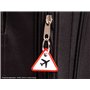 Wingdesign | Porte-clés | Attention avion (aspect panneau de signalisation) | Silhouette d'avion brodée | Couleur : blanc - roug