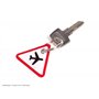 Wingdesign | Porte-clés | Attention avion (aspect panneau de signalisation) | Silhouette d'avion brodée | Couleur : blanc - roug