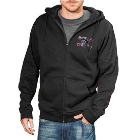 Sweat à Capuche Zippé : Speed Junkies avec Broderie Crâne - Cadeau pour Bikeur-s/Moto/Blouson Homme/Hoody/Hoodie/Chopper/Hooded-