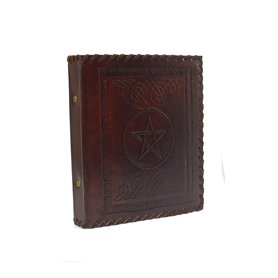 ROOGU Classeur en cuir A5 - Symbole pentagramme - Fabriqué à la main en Inde - Classeur à anneaux en cuir de buffle - Système à