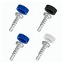 Lot de 4 vis de plaque d'immatriculation avec pointe de perçage - Avec capuchons - 5 x 19 mm - Fixation de plaque d'immatriculat
