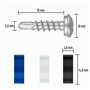 Lot de 4 vis de plaque d'immatriculation avec pointe de perçage - Avec capuchons - 5 x 19 mm - Fixation de plaque d'immatriculat