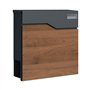 SCHARTEC® SPB-7 Boîte aux lettres murale en bois foncé et anthracite avec compartiment à journaux moderne et grande