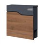 SCHARTEC® SPB-7 Boîte aux lettres murale en bois foncé et anthracite avec compartiment à journaux moderne et grande