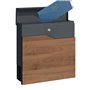 SCHARTEC® SPB-7 Boîte aux lettres murale en bois foncé et anthracite avec compartiment à journaux moderne et grande