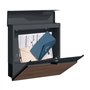 SCHARTEC® SPB-7 Boîte aux lettres murale en bois foncé et anthracite avec compartiment à journaux moderne et grande