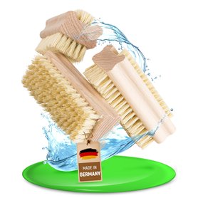 FEINHOLZ® brosse à ongles pour les mains en bois (3 pièces) • Brosse à main sans plastique en bois de hêtre • Fabriqué en Europe