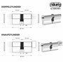 GERCAR Lot de 2 cylindres de serrure profilés 40/40 à fermeture identique - Serrure à cylindre double cylindre - Avec 10 clés - 