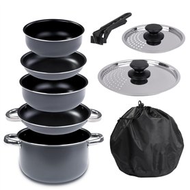 your GEAR Ranger Family Family Batterie de cuisine en aluminium pour jusqu'à 6 personnes 9 pièces