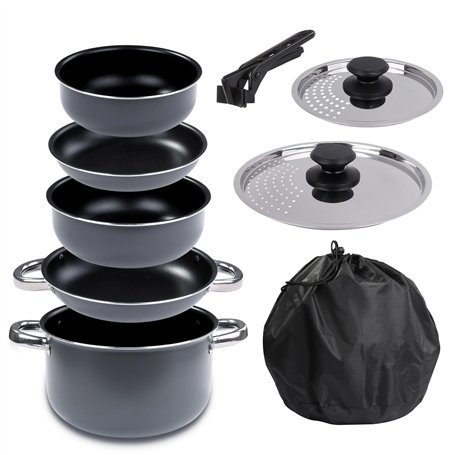 your GEAR Ranger Family Family Batterie de cuisine en aluminium pour jusqu'à 6 personnes 9 pièces