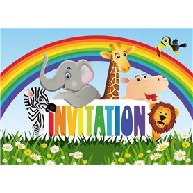 Edition Colibri Lot de 10 Cartes d‘invitation ANIMAUX DE ZOO en Français pour un anniversaire d‘enfant ou pour une partie au zoo