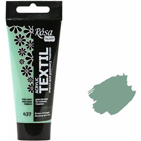 Krevo Art Peinture pour tissu - Résistante au lavage - Vert vintage - Peinture acrylique à base d'eau - Tube de 60 ml - Lavable