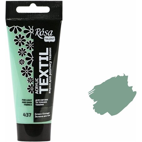 Krevo Art Peinture pour tissu - Résistante au lavage - Vert vintage - Peinture acrylique à base d'eau - Tube de 60 ml - Lavable