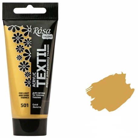 Krevo Art Peinture pour tissu - Résistante au lavage - Doré - Peinture acrylique à base d'eau - Tube de 60 ml - Peinture textile