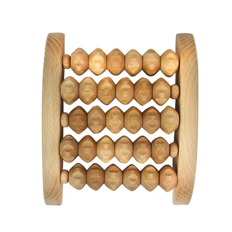 Petit appareil de massage en bois avec roulettes
