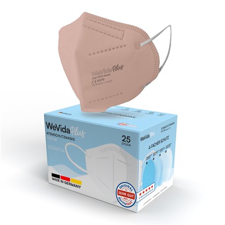 WeVida® Plus FFP2 Lot de 25 masques respiratoires certifiés CE et conformes aux normes EN149:2001+A1:2009
