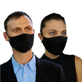 FLOWZOOM® Masque tissu lavable - lot de 2 masques noirs | Efficacité de filtration élevée > 98% | Masque avec filtre poche | Mas