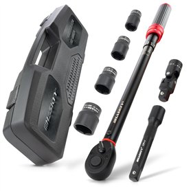 HASKYY Clé dynamométrique 1/2" 40-220 Nm Douilles 17 19 21 23 mm Joint à cardan avec adaptateur d'extension pour moto