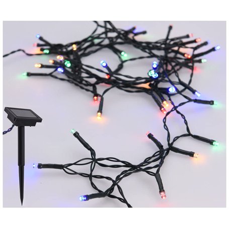 Spetebo Guirlande lumineuse solaire multicolore - 7 m / 50 LED - Éclairage décoratif avec module solaire - Fil lumineux d'extéri