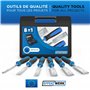 Effektwerk Ensemble de 8 ciseaux avec étui de rangement, kit d'outils de sculpture sur bois, ciseaux de menuisier avec pierre à 