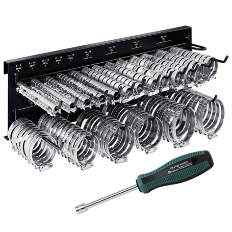GRAFT support mural de colliers de serrage | 227 pc | Support et tournevis | Colliers de serrage tuyaux | Serrage tuyaux réglabl