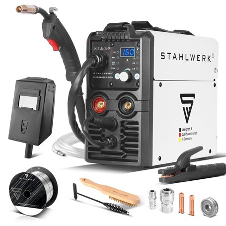 STAHLWERK MIG MAG 160 M Poste à souder IGBT Appareil combiné entièrement synergique 5 en 1 avec véritable 160 ampères et 2 roule