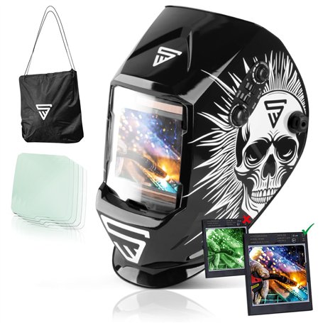 STAHLWERK Masque de soudage Automatique 3 en 1 Skull ST-990 - Casque de Soudeur avec True-Colour