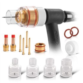 STAHLWERK Premium TIG Kit de lentilles de gaz en verre 14pièces Accessoires de soudage avec buses de gaz en verre