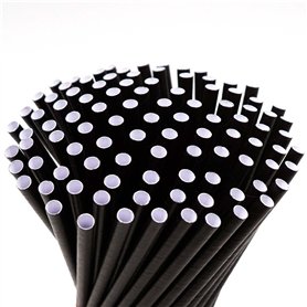 Set de 100 pailles en papier noir I 15 cm de long I 8 mm de diamètre I Set de 100 pailles idéal pour les soirées