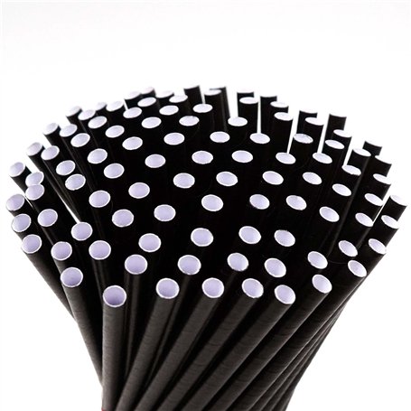 Set de 100 pailles en papier noir I 15 cm de long I 8 mm de diamètre I Set de 100 pailles idéal pour les soirées