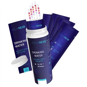 AQUANEXO Lot de 125 bandelettes de test pour eau potable 16 en 1 - Pour mesurer la dureté de l'eau