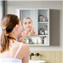 Mondeer Armoire de Toilette Miroir, Rangement Porte Étagère Réglable Style Moderne pour Salle de Bain, 55 x 15 x 60 cm, Blanc