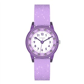 Cander Berlin MNA 4030 V Montre pour enfant étanche 3 ATM Montre d'apprentissage analogique pour fille Violet pailleté
