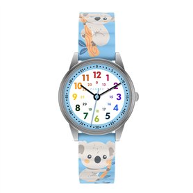 Cander Berlin MNA 0430 K Montre analogique pour enfant avec fermeture Velcro et fermeture magnétique Étanche 3 ATM Bleu koala