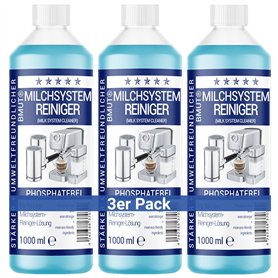 Lot de 3 flacons de 1000 ml de nettoyant concentré pour système de lait pour machine à café