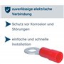 Lot de 10 cosses à anneau Kalitec RKSRM4 0,5-1 mm² I Partiellement isolées M4 rouge I Cuivre I Col en PVC I pour connecter des c