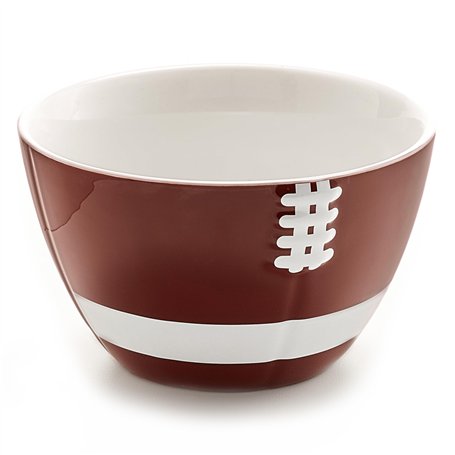 40YARDS Bol à céréales de football américain en céramique (900 ml) en forme de demi-ballon de football avec coutures surélevées