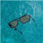 Purelei® Summer Haze Lunettes de soleil polarisées à double pont avec protection UV400, noir/marron, logo doré, étui inclus, cad