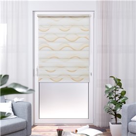 K-Home Store Enrouleur Double Klemmfix Madrid sans perçage Motif Vague imprimée Beige 40 x 150 cm (l x L)