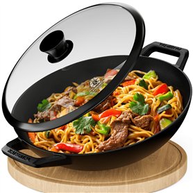 KAISERTAL® Poêle en fonte 32 cm – Poêle en fonte à induction & Cast Iron Pan – Pour l'intérieur et l'extérieur – Passe au four