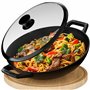 KAISERTAL® Poêle en fonte 32 cm – Poêle en fonte à induction & Cast Iron Pan – Pour l'intérieur et l'extérieur – Passe au four
