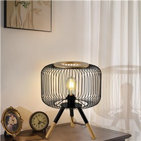 LQWELL® Lampe De Table Moderne Noire En Métal - Pour Chevet