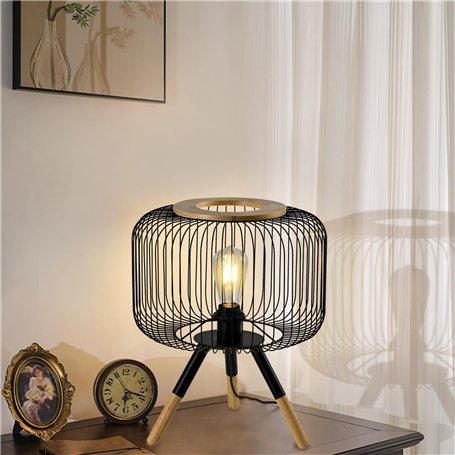 LQWELL® Lampe De Table Moderne Noire En Métal - Pour Chevet
