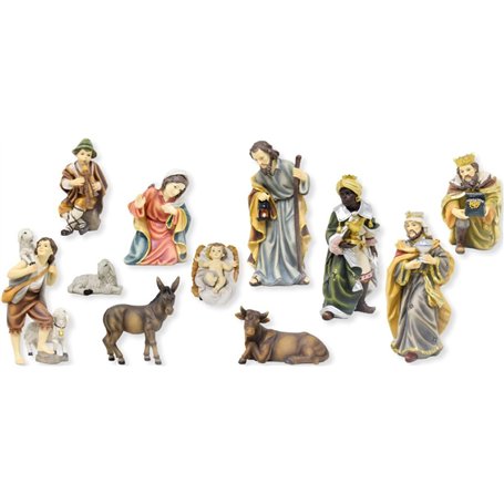 FADEDA Mathias Lot de 11 figurines de crèche peintes à la main 50 cm Accessoires de décoration de table de Noël