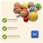 GICO Jeu de pétanque en bois massif rayé avec 8 boules diamètre 7 cm Fabriqué en UE - 3015