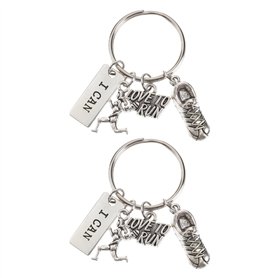 Lot de 2 Porte-clés Marathon Running Marathon Sneaker Porte-clés Citation I Can Sneaker Porte-clés Athlètes Pendentif Porte-clés