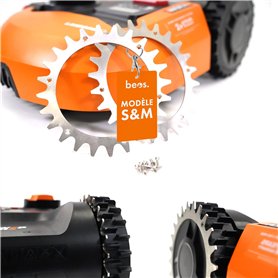 BEOS® 2 x crampons en acier inoxydable de qualité supérieure pour Worx Landroid S/M + 12 x vis en acier inoxydable – Amélioratio