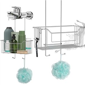 Étagère de douche à suspendre en acier inoxydable avec support de rasoir
